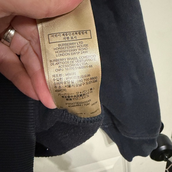 Great condition Burberry Navy Hoodie with Plaid Accent. Gold Burberry zipper. - Picture 8 of 13